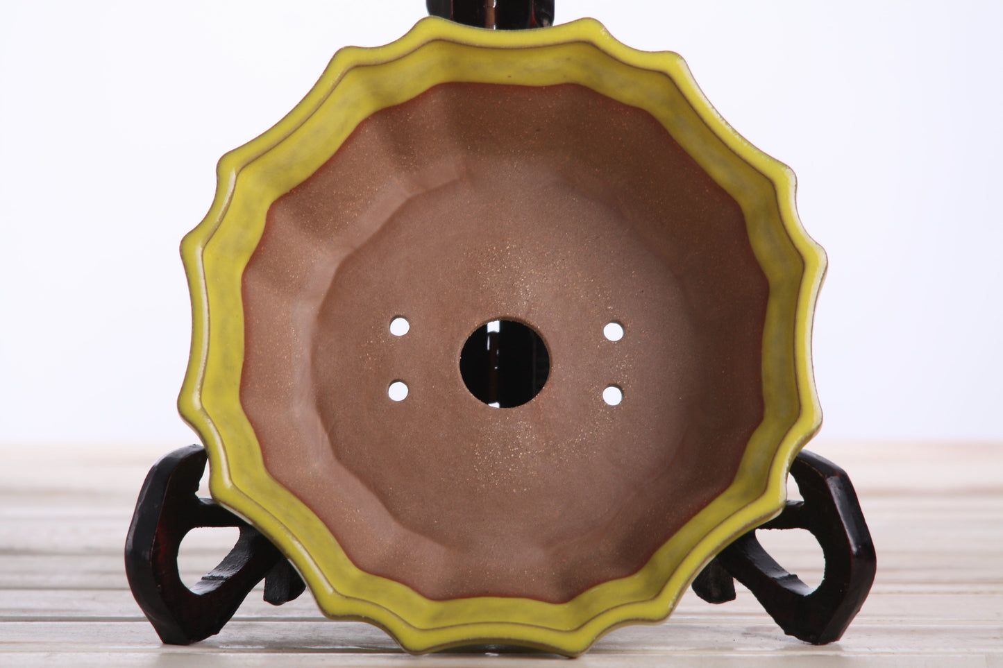 Willow Bonsai Ceramics Flower Design Bonsai Pot 6.5 Inch – Elegant Ceramic Bonsai & Succulent Planter, High‑Fired Frost‑Proof Stoneware with Drainage & Wiring Holes, Handmade in USA (Yellow)