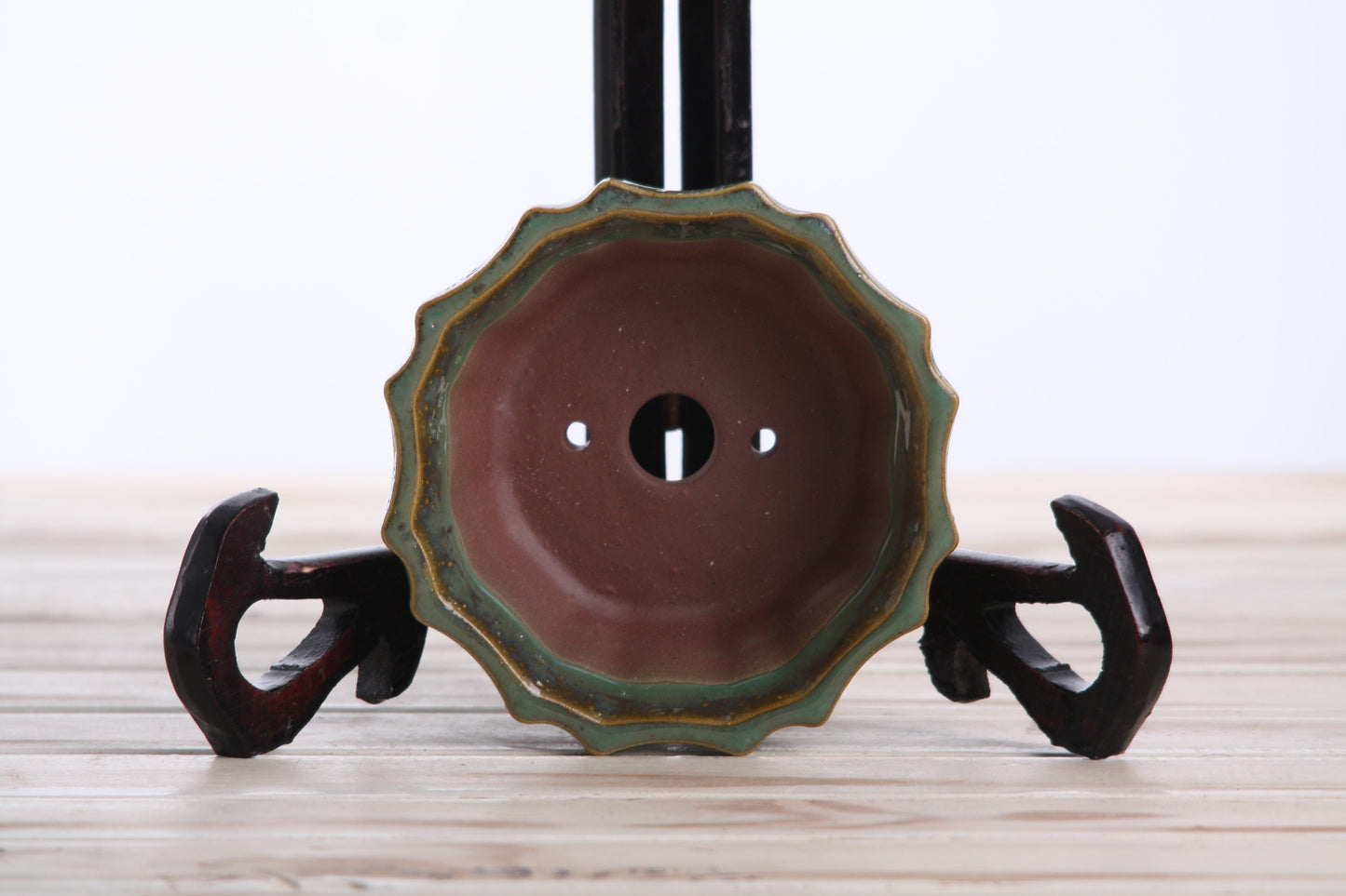 Willow Bonsai Ceramics Flower Design Bonsai Pot 4.5 Inch – Elegant Ceramic Bonsai & Succulent Planter, High‑Fired Frost‑Proof Stoneware with Drainage & Wiring Holes, Handmade in USA (Seaweed 2023)
