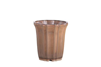 Willow Bonsai Ceramics Flower Design Cascade Bonsai Pot 4.5 Inch – Elegant Tall Ceramic Bonsai & Succulent Planter, High‑Fired Frost‑Proof Stoneware with Drainage & Wiring Holes, Handmade in USA (Deep Stone)