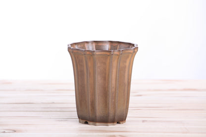 Willow Bonsai Ceramics Flower Design Cascade Bonsai Pot 4.5 Inch – Elegant Tall Ceramic Bonsai & Succulent Planter, High‑Fired Frost‑Proof Stoneware with Drainage & Wiring Holes, Handmade in USA (Deep Stone)