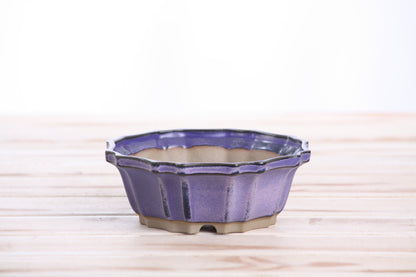 Willow Bonsai Ceramics Flower Design Bonsai Pot 5 Inch – Elegant Ceramic Bonsai & Succulent Planter, High‑Fired Frost‑Proof Stoneware with Drainage & Wiring Holes, Handmade in USA (Purple)