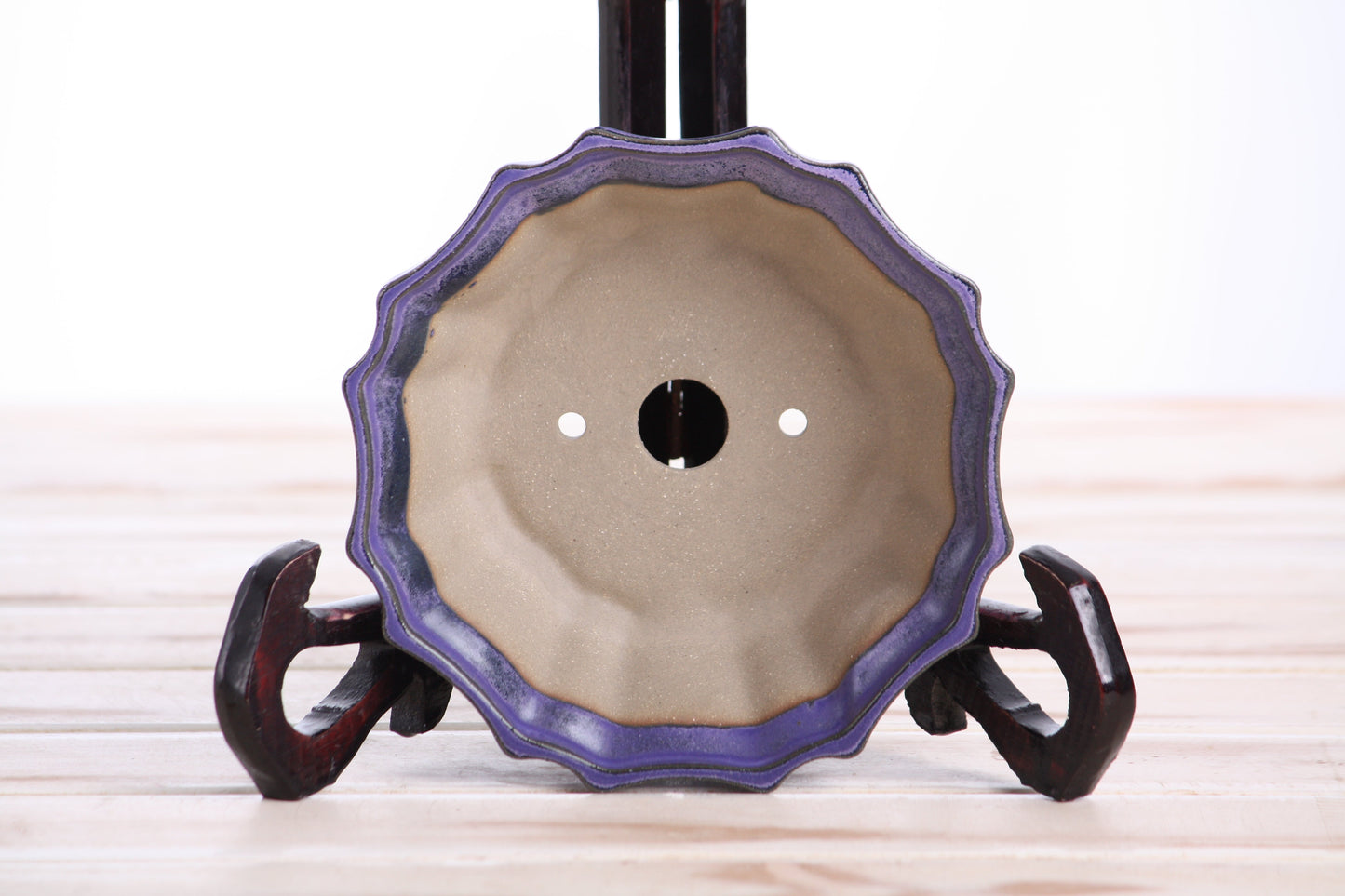Willow Bonsai Ceramics Flower Design Bonsai Pot 5 Inch – Elegant Ceramic Bonsai & Succulent Planter, High‑Fired Frost‑Proof Stoneware with Drainage & Wiring Holes, Handmade in USA (Purple)