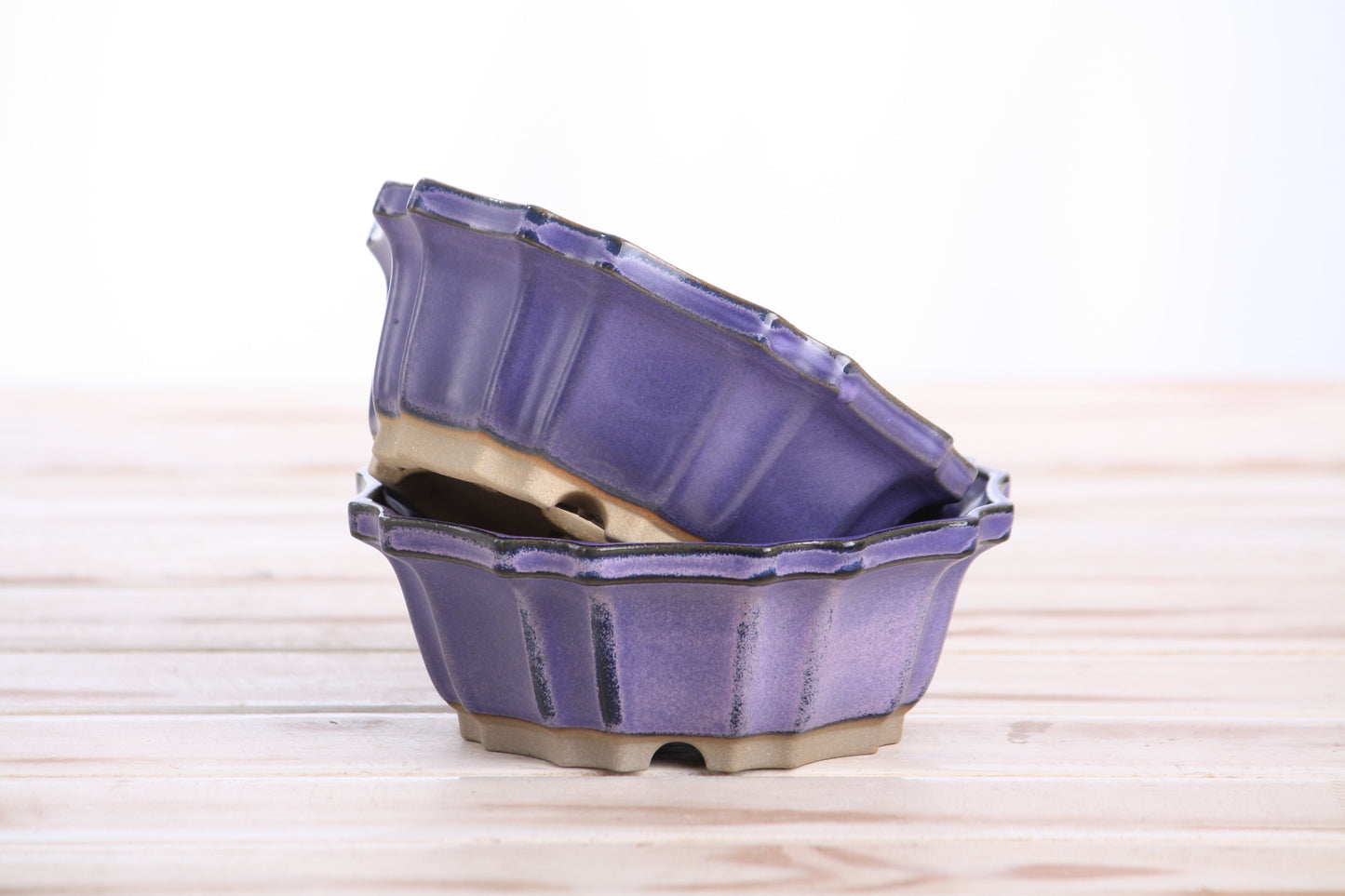 Willow Bonsai Ceramics Flower Design Bonsai Pot 5 Inch – Elegant Ceramic Bonsai & Succulent Planter, High‑Fired Frost‑Proof Stoneware with Drainage & Wiring Holes, Handmade in USA (Purple)
