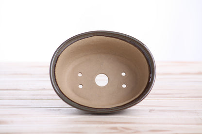 Willow Bonsai Ceramics Fat Bonsai Pot 5.5 Inch – Bold Oval Ceramic Bonsai & Succulent Planter with Accentuated Rim, High‑Fired Frost‑Proof Stoneware, Handmade in USA (Starry Night)