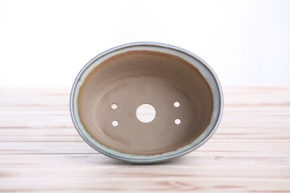 Willow Bonsai Ceramics Fat Bonsai Pot 5.5 Inch – Bold Oval Ceramic Bonsai & Succulent Planter with Accentuated Rim, High‑Fired Frost‑Proof Stoneware, Handmade in USA (Glacier)