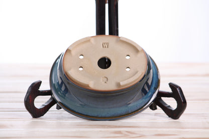 Willow Bonsai Ceramics Fat Bonsai Pot 5.5 Inch – Bold Oval Ceramic Bonsai & Succulent Planter with Accentuated Rim, High‑Fired Frost‑Proof Stoneware, Handmade in USA (Peacock 2025)