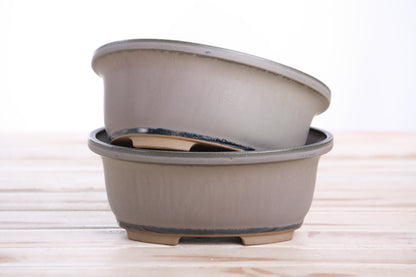 Willow Bonsai Ceramics Fat Bonsai Pot 6.5 Inch – Bold Oval Ceramic Bonsai & Succulent Planter with Accentuated Rim, High‑Fired Frost‑Proof Stoneware, Handmade in USA (Ocean)