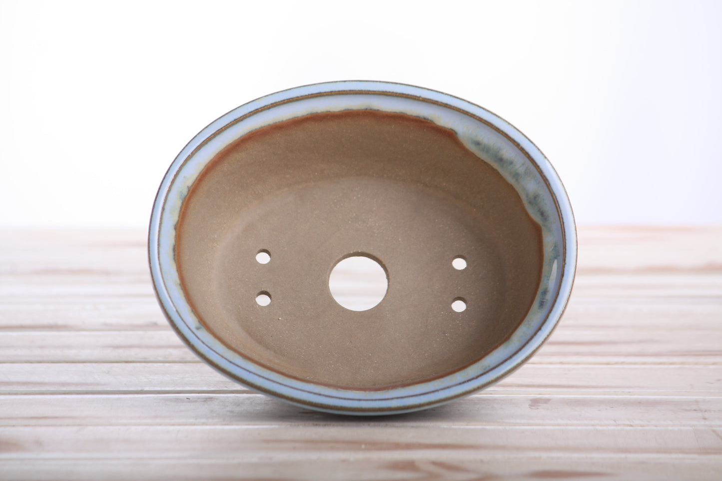 Willow Bonsai Ceramics Fat Bonsai Pot 6.5 Inch – Bold Oval Ceramic Bonsai & Succulent Planter with Accentuated Rim, High‑Fired Frost‑Proof Stoneware, Handmade in USA (Glacier)