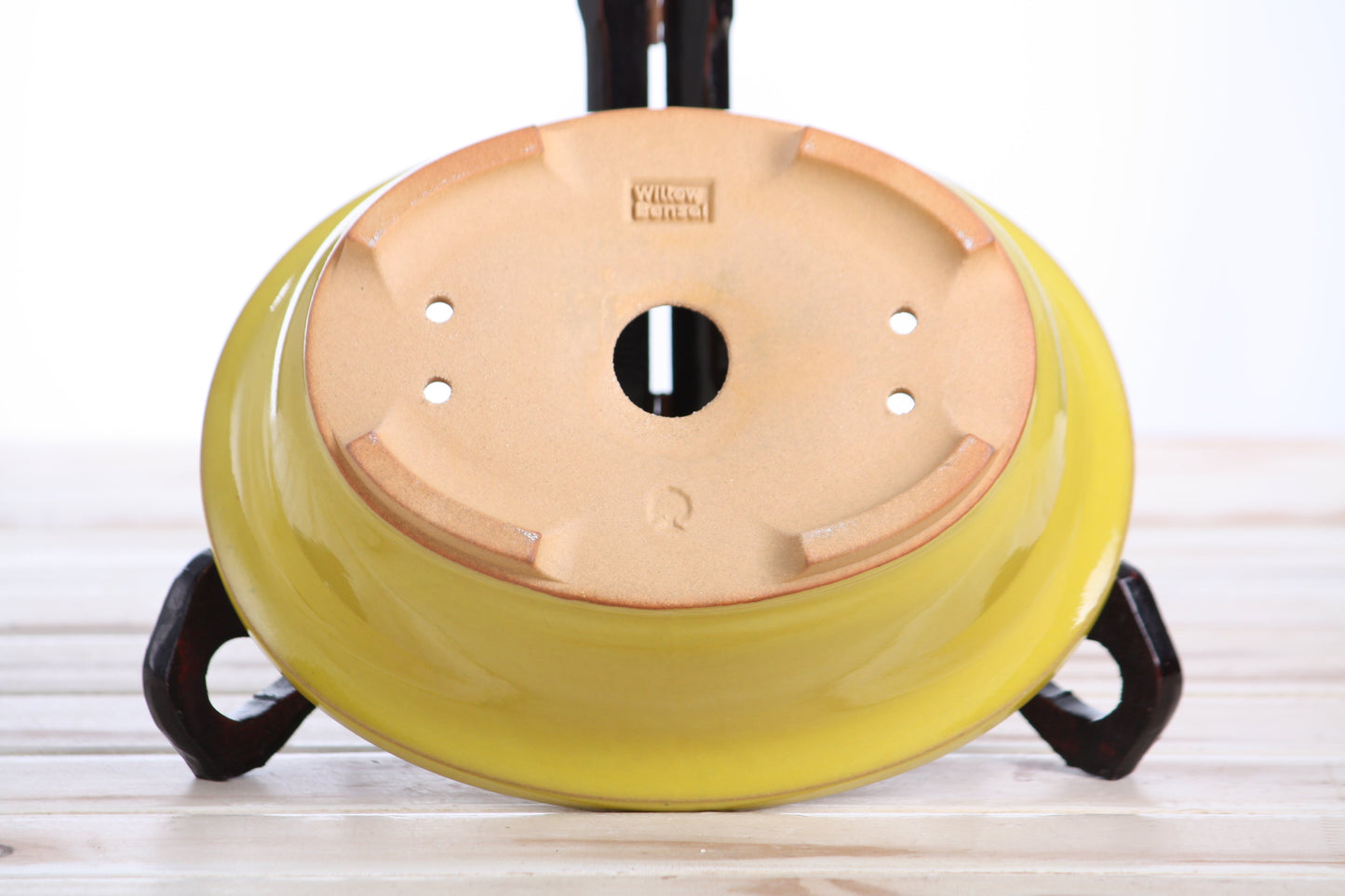 Willow Bonsai Ceramics Fat Bonsai Pot 7.5 Inch – Bold Oval Ceramic Bonsai & Succulent Planter with Accentuated Rim, High‑Fired Frost‑Proof Stoneware, Handmade in USA (Yellow)