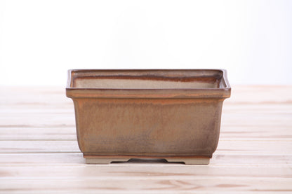 Willow Bonsai Ceramics Rectangle Deep Bonsai Pot 6 Inch – Higher‑Profile Rectangular Ceramic Bonsai & Succulent Planter with Accentuated Rim, High‑Fired Frost‑Proof Stoneware, Handmade in USA (Deep Stone)