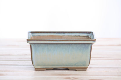 Willow Bonsai Ceramics Rectangle Deep Bonsai Pot 6 Inch – Higher‑Profile Rectangular Ceramic Bonsai & Succulent Planter with Accentuated Rim, High‑Fired Frost‑Proof Stoneware, Handmade in USA (Glacier)