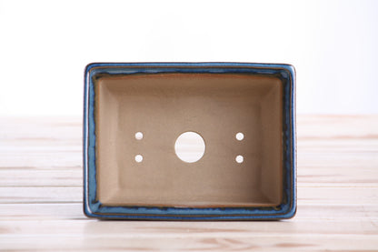 Willow Bonsai Ceramics Rectangle Deep Bonsai Pot 6 Inch – Higher‑Profile Rectangular Ceramic Bonsai & Succulent Planter with Accentuated Rim, High‑Fired Frost‑Proof Stoneware, Handmade in USA (Peacock)