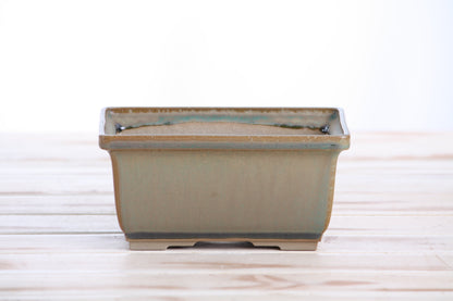 Willow Bonsai Ceramics Rectangle Deep Bonsai Pot 6 Inch – Higher‑Profile Rectangular Ceramic Bonsai & Succulent Planter with Accentuated Rim, High‑Fired Frost‑Proof Stoneware, Handmade in USA (Speckled Moss)