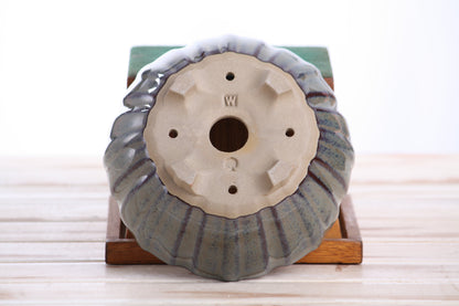 Willow Bonsai Ceramics Lily Bonsai Pot 6 Inch – Sculpted Rounded Ceramic Bonsai & Succulent Planter with Wavy Profile, High‑Fired Frost‑Proof Stoneware, Handmade in USA (Starry Night)