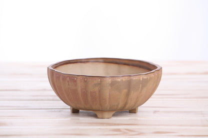 Willow Bonsai Ceramics Lily Bonsai Pot 6 Inch – Sculpted Rounded Ceramic Bonsai & Succulent Planter with Wavy Profile, High‑Fired Frost‑Proof Stoneware, Handmade in USA (Deep Stone)