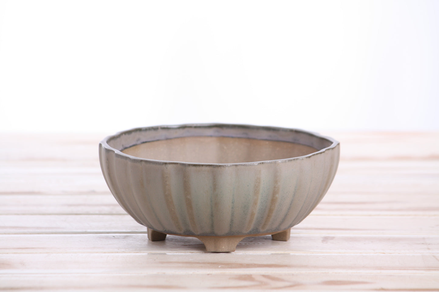 Willow Bonsai Ceramics Lily Bonsai Pot 6 Inch – Sculpted Rounded Ceramic Bonsai & Succulent Planter with Wavy Profile, High‑Fired Frost‑Proof Stoneware, Handmade in USA (Ocean)