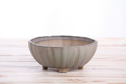 Willow Bonsai Ceramics Lily Bonsai Pot 6 Inch – Sculpted Rounded Ceramic Bonsai & Succulent Planter with Wavy Profile, High‑Fired Frost‑Proof Stoneware, Handmade in USA (Ocean)