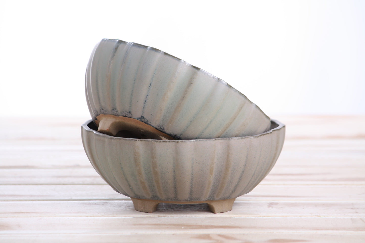 Willow Bonsai Ceramics Lily Bonsai Pot 6 Inch – Sculpted Rounded Ceramic Bonsai & Succulent Planter with Wavy Profile, High‑Fired Frost‑Proof Stoneware, Handmade in USA (Ocean)