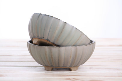 Willow Bonsai Ceramics Lily Bonsai Pot 6 Inch – Sculpted Rounded Ceramic Bonsai & Succulent Planter with Wavy Profile, High‑Fired Frost‑Proof Stoneware, Handmade in USA (Ocean)