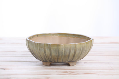 Willow Bonsai Ceramics Lily Bonsai Pot 7 Inch – Sculpted Rounded Ceramic Bonsai & Succulent Planter with Wavy Profile, High‑Fired Frost‑Proof Stoneware, Handmade in USA (Copenhagen)