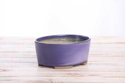 Willow Bonsai Ceramics Oval A Bonsai Pot 6 Inch – Straight‑Sided Oval Ceramic Bonsai & Succulent Planter, High‑Fired Frost‑Proof Stoneware with Drainage & Wiring Holes, Handmade in USA (Purple)