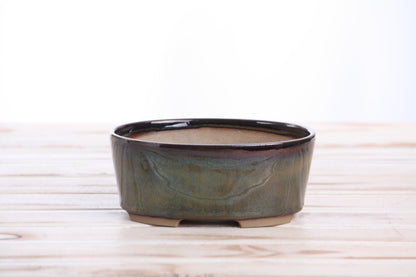 Willow Bonsai Ceramics Oval A Bonsai Pot 6 Inch – Straight‑Sided Oval Ceramic Bonsai & Succulent Planter, High‑Fired Frost‑Proof Stoneware with Drainage & Wiring Holes, Handmade in USA (Dark Honey)