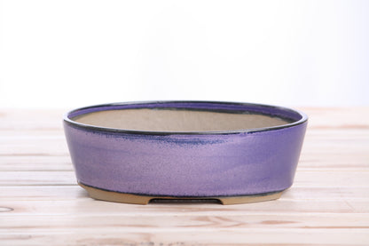 Willow Bonsai Ceramics Oval A Bonsai Pot 8 Inch – Straight‑Sided Oval Ceramic Bonsai & Succulent Planter, High‑Fired Frost‑Proof Stoneware with Drainage & Wiring Holes, Handmade in USA (Purple)