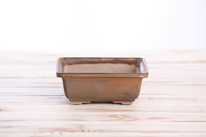 Willow Bonsai Ceramics Square Bonsai Pot 5 Inch – Low‑Profile Square Ceramic Bonsai & Succulent Planter with Accentuated Rim, High‑Fired Frost‑Proof Stoneware, Handmade in USA (Deep Stone)