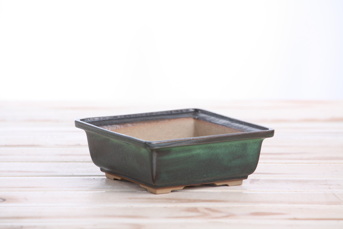 Willow Bonsai Ceramics Square Bonsai Pot 5 Inch – Low‑Profile Square Ceramic Bonsai & Succulent Planter with Accentuated Rim, High‑Fired Frost‑Proof Stoneware, Handmade in USA (Avocado)