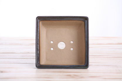 Willow Bonsai Ceramics Square Bonsai Pot 5 Inch – Low‑Profile Square Ceramic Bonsai & Succulent Planter with Accentuated Rim, High‑Fired Frost‑Proof Stoneware, Handmade in USA (Avocado)