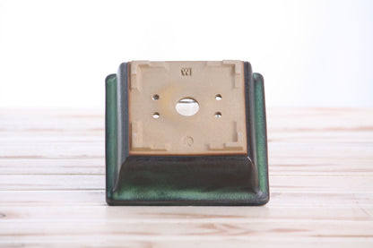 Willow Bonsai Ceramics Square Bonsai Pot 5 Inch – Low‑Profile Square Ceramic Bonsai & Succulent Planter with Accentuated Rim, High‑Fired Frost‑Proof Stoneware, Handmade in USA (Avocado)