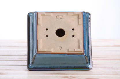 Willow Bonsai Ceramics Square Bonsai Pot 6 Inch – Low‑Profile Square Ceramic Bonsai & Succulent Planter with Accentuated Rim, High‑Fired Frost‑Proof Stoneware, Handmade in USA (Peacock 2025)