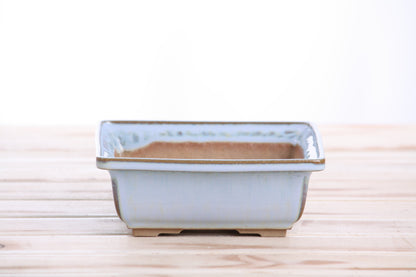 Willow Bonsai Ceramics Square Bonsai Pot 6 Inch – Low‑Profile Square Ceramic Bonsai & Succulent Planter with Accentuated Rim, High‑Fired Frost‑Proof Stoneware, Handmade in USA (Glacier)