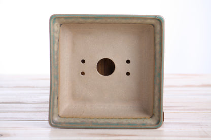 Willow Bonsai Ceramics Square Bonsai Pot 6 Inch – Low‑Profile Square Ceramic Bonsai & Succulent Planter with Accentuated Rim, High‑Fired Frost‑Proof Stoneware, Handmade in USA (Speckled Moss)