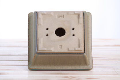 Willow Bonsai Ceramics Square Bonsai Pot 6 Inch – Low‑Profile Square Ceramic Bonsai & Succulent Planter with Accentuated Rim, High‑Fired Frost‑Proof Stoneware, Handmade in USA (Speckled Moss)
