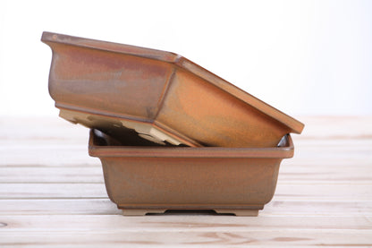 Willow Bonsai Ceramics Square Bonsai Pot 6 Inch – Low‑Profile Square Ceramic Bonsai & Succulent Planter with Accentuated Rim, High‑Fired Frost‑Proof Stoneware, Handmade in USA (Deep Stone)
