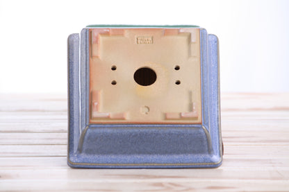 Willow Bonsai Ceramics Square Bonsai Pot 6 Inch – Low‑Profile Square Ceramic Bonsai & Succulent Planter with Accentuated Rim, High‑Fired Frost‑Proof Stoneware, Handmade in USA (Denim)