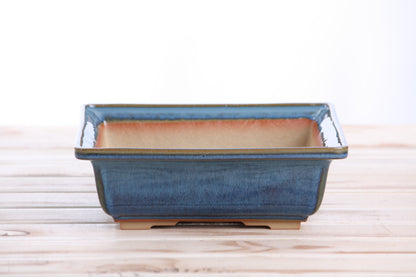 Willow Bonsai Ceramics Square Bonsai Pot 8 Inch – Low‑Profile Square Ceramic Bonsai & Succulent Planter with Accentuated Rim, High‑Fired Frost‑Proof Stoneware, Handmade in USA (Peacock 2025)
