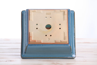 Willow Bonsai Ceramics Square Bonsai Pot 8 Inch – Low‑Profile Square Ceramic Bonsai & Succulent Planter with Accentuated Rim, High‑Fired Frost‑Proof Stoneware, Handmade in USA (Peacock 2025)