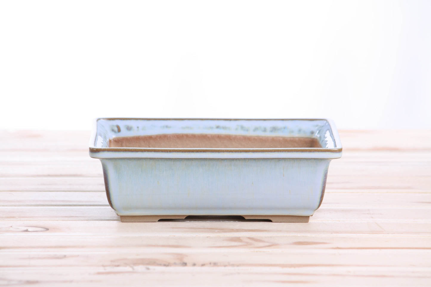 Willow Bonsai Ceramics Rectangle Bonsai Pot 8 Inch – Lower‑Profile Rectangular Ceramic Bonsai & Succulent Planter with Accentuated Rim, High‑Fired Frost‑Proof Stoneware, Handmade in USA (Glacier)
