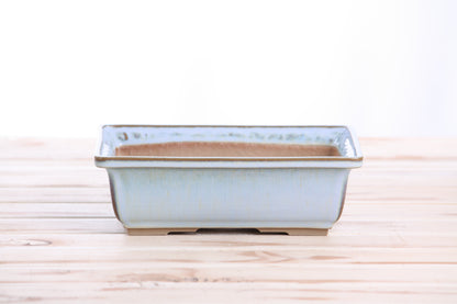 Willow Bonsai Ceramics Rectangle Bonsai Pot 8 Inch – Lower‑Profile Rectangular Ceramic Bonsai & Succulent Planter with Accentuated Rim, High‑Fired Frost‑Proof Stoneware, Handmade in USA (Glacier)