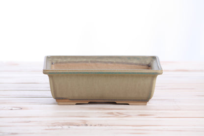 Willow Bonsai Ceramics Rectangle Bonsai Pot 8 Inch – Lower‑Profile Rectangular Ceramic Bonsai & Succulent Planter with Accentuated Rim, High‑Fired Frost‑Proof Stoneware, Handmade in USA (Speckled Moss)