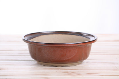 Willow Bonsai Ceramics Round Bonsai Pot 7 Inch – Round Ceramic Bonsai & Succulent Planter with Accentuated Rim and Sculpted Foot Ring, High‑Fired Frost‑Proof Stoneware, Handmade in USA (Sunset)