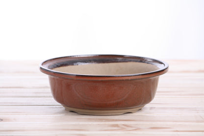 Willow Bonsai Ceramics Round Bonsai Pot 7 Inch – Round Ceramic Bonsai & Succulent Planter with Accentuated Rim and Sculpted Foot Ring, High‑Fired Frost‑Proof Stoneware, Handmade in USA (Sunset)