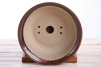 Willow Bonsai Ceramics Round Bonsai Pot 7 Inch – Round Ceramic Bonsai & Succulent Planter with Accentuated Rim and Sculpted Foot Ring, High‑Fired Frost‑Proof Stoneware, Handmade in USA (Sunset)