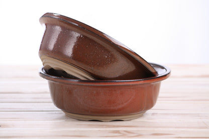 Willow Bonsai Ceramics Round Bonsai Pot 7 Inch – Round Ceramic Bonsai & Succulent Planter with Accentuated Rim and Sculpted Foot Ring, High‑Fired Frost‑Proof Stoneware, Handmade in USA (Sunset)