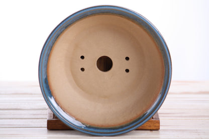 Willow Bonsai Ceramics Round Bonsai Pot 7 Inch – Round Ceramic Bonsai & Succulent Planter with Accentuated Rim and Sculpted Foot Ring, High‑Fired Frost‑Proof Stoneware, Handmade in USA (Peacock)
