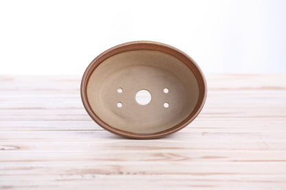 Willow Bonsai Ceramics Oval B Bonsai Pot 5.5 Inch – Tapered Oval Ceramic Bonsai & Succulent Planter with Accentuated Rim, High‑Fired Frost‑Proof Stoneware, Handmade in USA (Deep Stone)