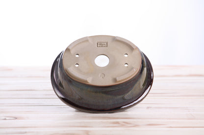 Willow Bonsai Ceramics Fat Bonsai Pot 6.5 Inch – Bold Oval Ceramic Bonsai & Succulent Planter with Accentuated Rim, High‑Fired Frost‑Proof Stoneware, Handmade in USA (Dark Honey)
