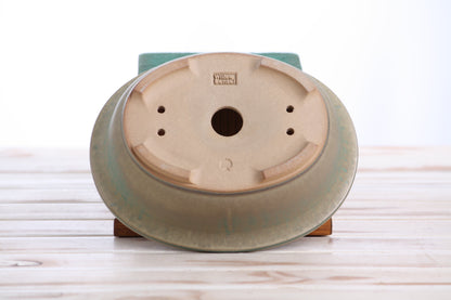 Willow Bonsai Ceramics Fat Bonsai Pot 7.5 Inch – Bold Oval Ceramic Bonsai & Succulent Planter with Accentuated Rim, High‑Fired Frost‑Proof Stoneware, Handmade in USA (Speckled Moss)